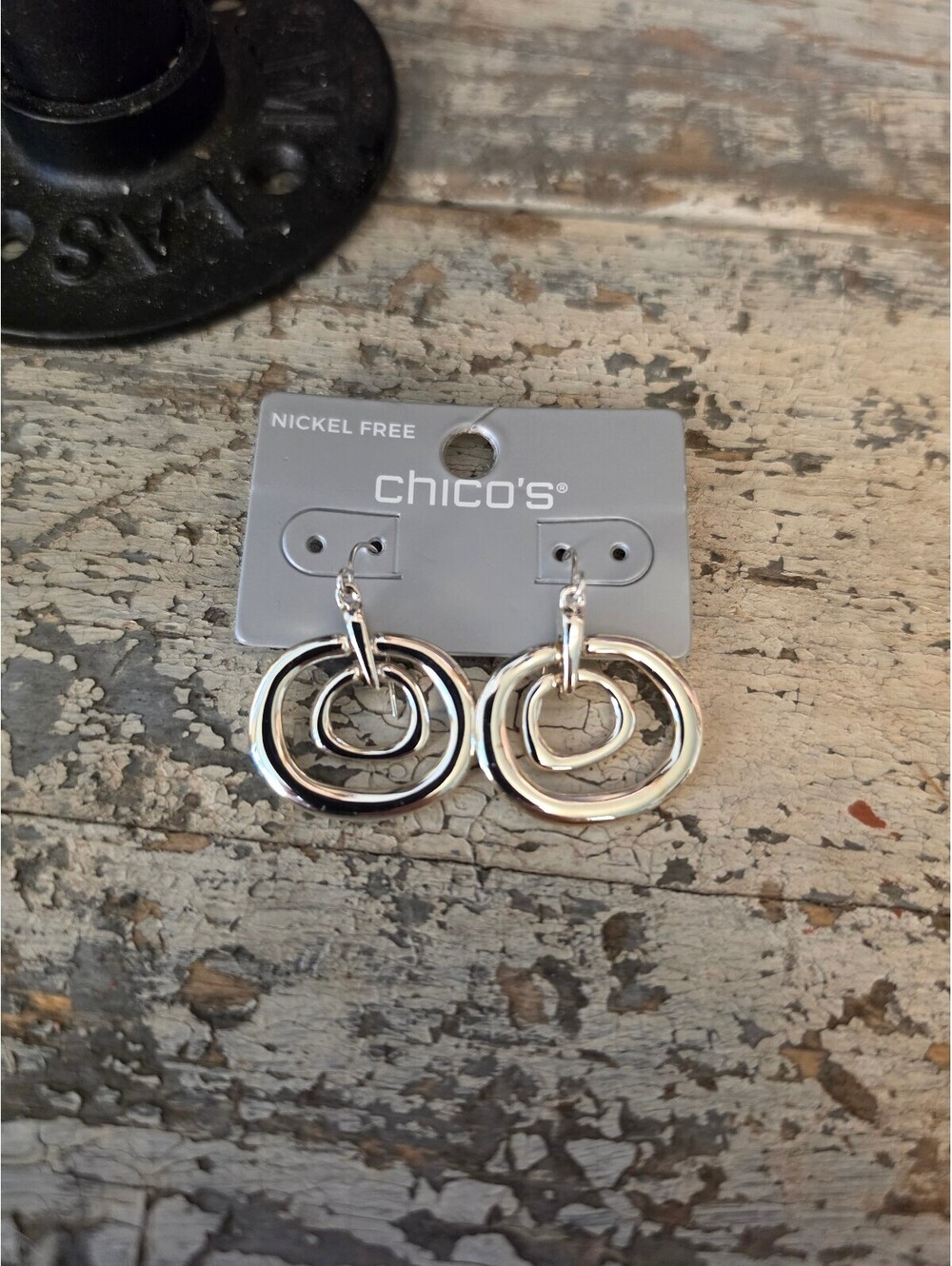 Chico's Nickel Free Silver Tone Double Hoop Earrings